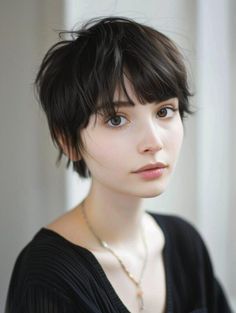 Trendy Short Hairstyles with Bangs for a Chic Look Short Short Hair With Bangs, Pixie Cut Straight, Short Womens Haircuts Round Face, Cute Pixie Haircuts With Bangs, Pixie Haircut Bangs, Girls Short Hair, Women’s Short Hair With Bangs, Short Straight Hair Pixie, Thick Short Bangs