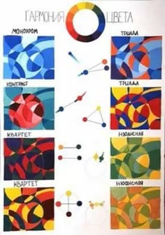 a poster with different colors and shapes on it