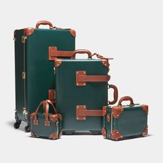 The Hunter Green Diplomat Carryon | SteamLine's Green Carry On Luggage – Steamline Luggage Green Luggage, Steamline Luggage, Shifting Script, Object Reference, The Diplomat, Luxury Luggage, Hard Shell Luggage, Academia Clothes, Leather Suitcase