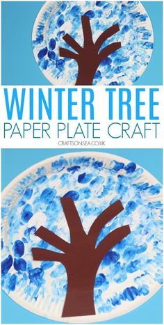 paper plate tree craft for kids to make it looks like they are in the winter