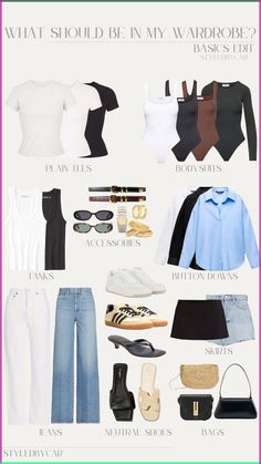 How to build a Versitile and Fashionable Wardrobe with my Capsule Wardrobe Guide! This guide contains a basics collection (all the necessities) and a 2024 spring/summer collection – a capsule wardrobe style guide for you! Discover the endless possibilities and elevate your fashion game – this guide should be your go-to for effortless and chic style. 

Click the link below to explore the guide and shop direct links. Follow my instagram @styled.by.car and TikTok @carleyaroberts for more style inspo! Minimalist Wardrobe Capsule, Capsule Wardrobe Casual, Capsule Wardrobe Women, Capsule Wardrobe Basics, Mode Tips, Cool Winter, Fashion Capsule Wardrobe, Summer Capsule Wardrobe, Wardrobe Outfits