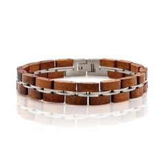 Hawaiian Koa Wood and Stainless Steel Woman's Bracelet | KoaWood Ranch Adjustable Stainless Steel Beaded Bangle Bracelets, Adjustable Stainless Steel Beaded Bangle, Adjustable Stainless Steel Beaded Bracelet, Adjustable Stainless Steel Bracelet With Clasp, Brown Bangle With Bracelet Strap, Brown Strap Style Bangle, Stainless Steel Braided Bracelet With Clasp, Modern Stainless Steel Braided Bracelets As Gift, Everyday Stainless Steel Bracelet Wristband