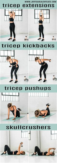 a series of photos showing how to do an exercise with the help of a woman