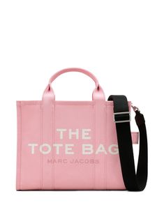 rose pink cotton canvas logo print to the front appliqué logo contrasting trim two flat top handles single flat side handle top zip fastening main compartment multiple internal slip pockets The Tote Bag Pink, Marc Jacobs Tote Bag, Marc Jacobs Tote, Travel Purse, Small Tote Bag, Bags Aesthetic, Marc Jacobs Bag, The Tote Bag, Medium Tote