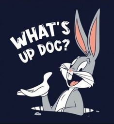 an animated rabbit with the words what's up doc?