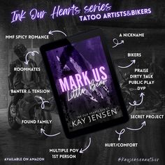 the cover to mark us by kaylensen, with information about her motorcycle skills