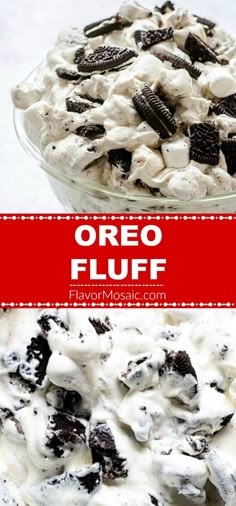 oreo fluff dessert in a glass bowl