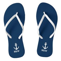 Custom nautical monogram beach wedding flip flops Size: Womens 5/6 - Mens 4/5. Color: White Footbed. Gender: unisex. Age Group: adult. Beach Wedding Flip Flops, Bride Sandals, Beach Bridesmaids, Personalized Flip Flops, Kaanapali Beach, Wedding Flip Flops, Beach Hawaii, White Flip Flops, Teal Wedding