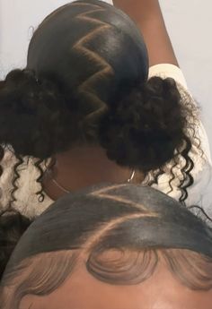 Hoco Hairstyles Naturally Curly Hair, Zig Zag Wig Part, 2 Buns On Natural Hair, Cute Natural Ponytails, Zig Zag Part Hair Curly, 2 Low Ponytails Natural Hair, Blowdried Natural Hairstyles, Hairstyles With Two Buns, Natural Slick Back Hairstyles