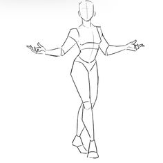 a line drawing of a female figure with her arms outstretched and hands out to the side