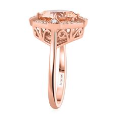 This Luxoro 10K rose gold ring for women features a AAA Marropino morganite gemstone in a halo design, symbolizing eternal love and commitment. The cushion-shaped morganite centerpiece, encircled by round diamonds, is finely and skillfully cut for captivating sparkle and durability.       Details        Morganite ring for women Inspired by a halo design Symbolizes eternal love and commitment Feature Marropino morganite Certified & appraised AAA-grade gemstone Sought after for its gentle hue Cushion shaped centerpiece Finely and skillfully cut Encircled with a round diamond Renowned for their captivating spark, durability, and brilliance Prong set gem for durability Crafted with 10K rose gold Durable and affordable metal Hypoallergenic and sweatproof metal Easy and comfortable to wear Fine Gold Ring For Women, Morganite Gemstone, Halo Design, Morganite Ring, Size 10 Rings, Eternal Love, Ring For Women, Morganite, Round Diamond