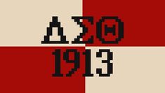 an old style pixel font that is red, white and black with the letters geek on it