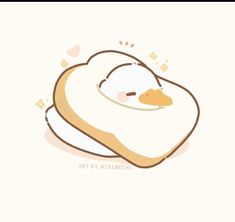 a drawing of a bread with a ducky face on it