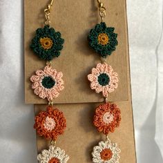 Handmade Micro Crochet Flower Chain Earrings, Daisy Chains, 14k Gold-filled OR Sterling Silver Jewellery - Etsy Crochet Flower Chain, Micro Crochet Flower, Daisy Chains, Micro Crochet, Flower Chain, Sterling Silver Jewellery, Daisy Chain, Crochet Flower, Chain Earrings