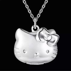 Sterling Silver Hello Kitty Locket Necklace 925 Hello Kitty Sterling Silver Necklace, Cute Silver Hello Kitty Necklace, Cute Hello Kitty Silver Necklace, Hello Kitty Sterling Silver Jewelry Gift, Hello Kitty Necklace, Kitty Necklace, Hello Kitty Jewelry, Digital Closet, Hello Kitty Pictures