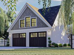 a two car garage is shown in this rendering