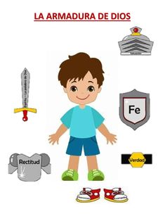 a boy standing in front of some different items