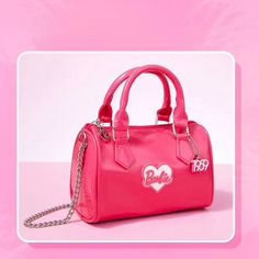 Barbie Bag – The Fashion Doll House Trendy Portable Bags For On-the-go, Trendy Portable Bags, Trendy Shopping Shoulder Bag, Trendy Shoulder Bag For Shopping, Trendy Portable Satchel For Travel, Top Handle Bags With Glossy Finish For Shopping, Trendy Portable Bag With Double Handle, Top Handle Shoulder Bag With Glossy Finish For Shopping, Trendy Portable Bags With Double Handle