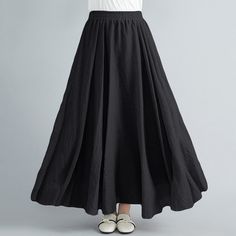 Fashion Women Big Swing Flowy Long Skirt Elastic Waist Casual Loose High Waist Dress Casual Long Skirt, Long Skirt Casual, Long Flowy Skirt, High Waist Dress, Hip Dress, Casual Skirt, Dream Clothes, Black Skirt, Trending Now