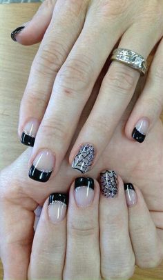 Super Short Nails Halloween, New Fall Nail Designs, Halloween Tip Nails, Black Tip Halloween Nails, Black French Tip Halloween Nails, Halloween Shellac Nails, Halloween French Manicure, French Halloween Nails, Halloween Nails French Tip