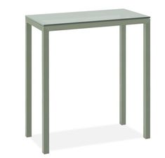 a small table with a wooden top and metal legs, in grey color on an isolated white background