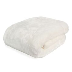 a white blanket is folded up on a white background