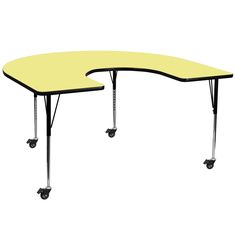 The Horseshoe Activity Table is a versatile option for school classrooms, corporate training centers and your home. Enhance collaborative learning by grouping tables together. It will accommodate children of all ages, from 1st grade to adult. It features a 60-inW x 66-inL thermal fused scratch, stain and warp resistant laminate top with a black edge band and 16 gauge tubular steel legs for increased stability. The top incorporates a protective underside backing sheet to prevent moisture absorption and warping. An attractive black powder coated finish protects the upper legs from scratches and height adjustable chrome lower legs give you the flexibility to raise or lower the table a full 9-in in 1-in increments. Casters allow you to easily move the table around and then lock into place. Thi Kids Play Table, Toddler Table, Grey Laminate, Oak Laminate, Shapes Activities, Outdoor Lounge Set, Play Table, Activity Table, Collaborative Learning