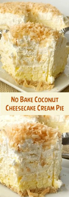 no bake coconut cheesecake cream pie