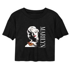 Showcase your love of this iconic Hollywood actress when wearing this cropped Marilyn Monroe butterfly graphic tee. Showcase your love of this iconic Hollywood actress when wearing this cropped Marilyn Monroe butterfly graphic tee. Crewneck Short sleeves Cropped designFABRIC & CARE Cotton, polyester Machine wash Imported Size: Large. Color: Black. Gender: female. Age Group: kids. Material: Cotton Blend. Retro Black Graphic Print Crop Top, Retro Black Crop Top With Graphic Print, Black Retro Crop Top With Graphic Print, Retro Black Cropped Top, Black Retro Cropped Top, Black Retro Cropped Crop Top, Trendy Black Cropped Shirt With Graphic Print, Butterfly Graphic Tee, Hollywood Actress