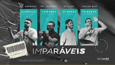 the movie imparavelis is being shown on a black and white background with an image of three men singing into microphones