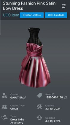 a dress that is on display for the user to see in this screenshote