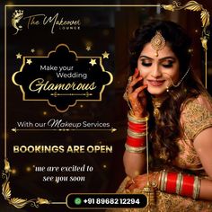 Get an unbeatable bridal make-up at an affordable price at #TheMakeoverLounge 📞 For bookings, contact us at: 91 89682-12294 #bride #bridalmakeup #bridal #makeupexpert #makeupartist #partymakeup #makeover #makeuptransformation #beautytips #makeupartistinjalandhar #offers #glowingskin #bleach #facial #jalandharmakeupartist Bridal Makeup Pictures, Look Like An Angel, Beauty Salon Posters, Bridal Make Up, Bridal Makeover, Excited To See You, Makeup Course