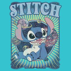 stitch is sitting in front of the earth