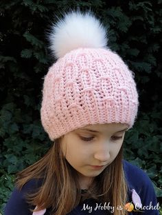 The Mock Cable Hat is a lovely knit-look crochet hat pattern worked from side to side in rows. This Free Crochet Pattern comes in sizes: toddler, child, teen/ adult women. Get it on My Hobby is Crochet blog. Girls Crochet Hat, Cable Hat Pattern, Cabled Hat Pattern, Toddler Hats, Cable Hat, Crochet Beanies, Easy Crochet Patterns Free, Crochet Hat Free