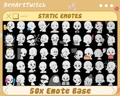 the animated emotes are all different sizes and shapes, but they have no faces