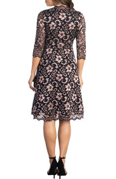 The Mon Cherie Plus Size Floral Lace Dress is a perfect special occasion midi for cocktail, formal, and semi-formal parties. Be the best dressed wedding guest or mother of the bride/groom. Features an A-line silhouette, 3/4 length sleeves, and pockets! Available in women’s regular and plus sizes. -Material: Self: 92% Nylon, 8% Spandex/Lining: 96% Polyester, 4% Spandex -Care Instructions: Dry clean only. Do not steam. Cool iron when needed. -Product Fit: A-Line Product Specifications: -3/4 length Best Dressed Wedding Guest, Formal Parties, Cocktail Formal, Floral Lace Dress, Mon Cheri, Lace Sheath Dress, Best Dressed, Scalloped Edges, Dress Cuts