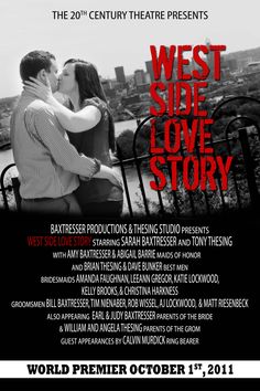 the poster for west side love story, which features an image of a man kissing a woman