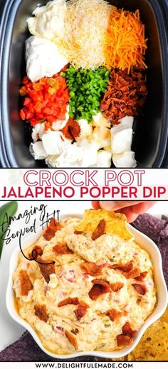 crock pot jalapeno popper dip is an easy appetizer recipe