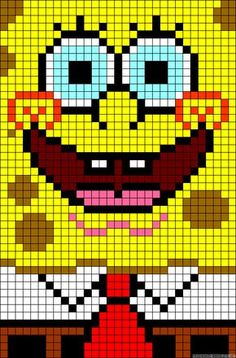 an image of the face of spongebob from adventure time pixellated in squares