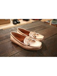 Coach Women's Coh Metalic Loafer Rosegold G2694 Boat Shoes, Loafers, Rose Gold