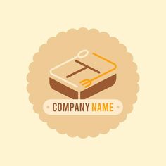 a book logo with the title'company name'in gold and brown colors on a beige background