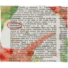 a piece of paper with the word christmas written in red and green ink on it