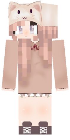 an image of a cat that is in the minecraft style with no clothes on