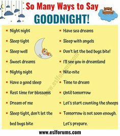 a poster with the words so many ways to say good night in english and spanish