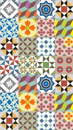 an abstract pattern with different colors and shapes