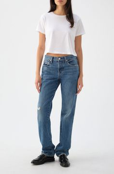 AMO Denim Charlotte in Romeo Sweet Tee, White Cami, Ribbed Cardigan, Pleated Shorts, Boy Tees, Cargo Pant, Brown Sweater, Mid Rise Jeans, Crop Shirt