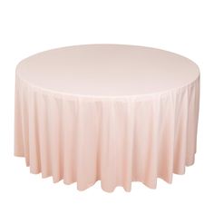 a round table with a white cloth on it