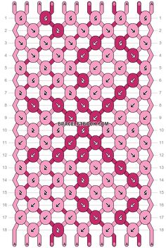 an image of a knitted pattern with pink and red circles on the bottom, and numbers