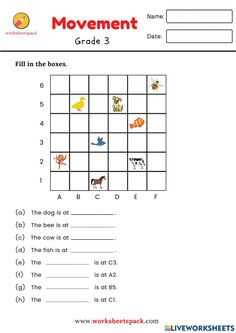 a worksheet for the movement of words and numbers to help students practice their skills