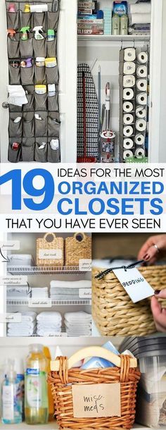 an advertisement for organized closets that you have never seen in the past, including baskets and bins